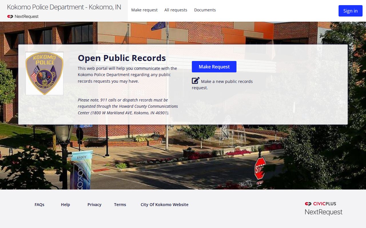 Kokomo Police public records request portal