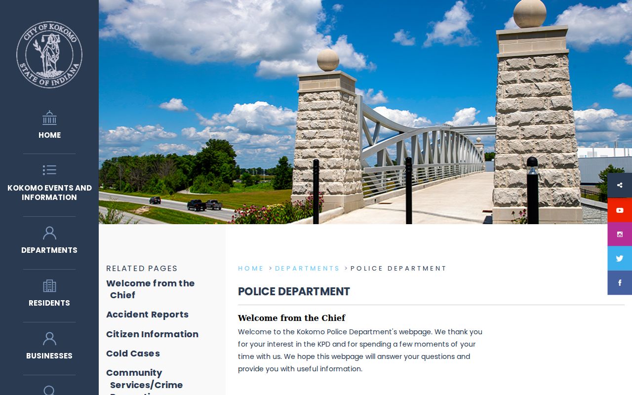 Official Kokomo Police Department contact page