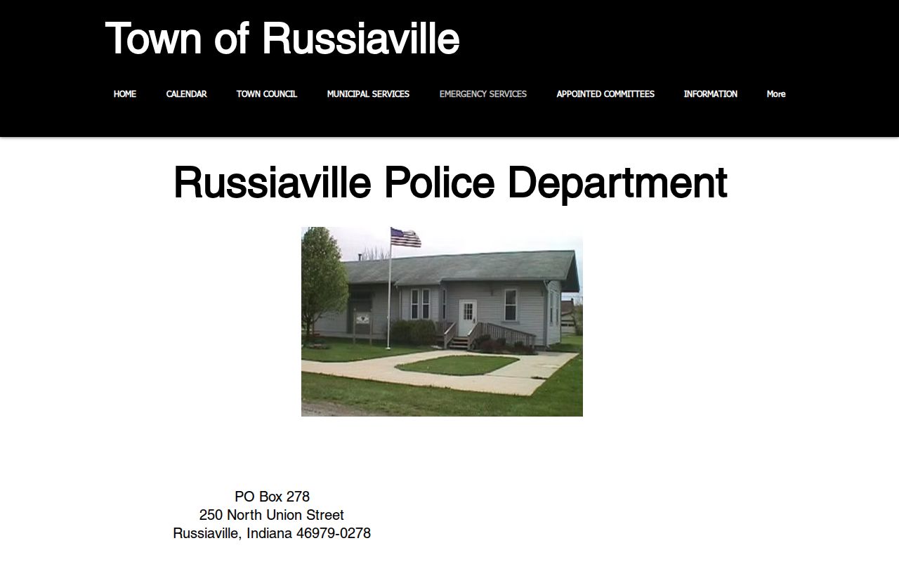 Russiaville Police administrative and dispatch contact block